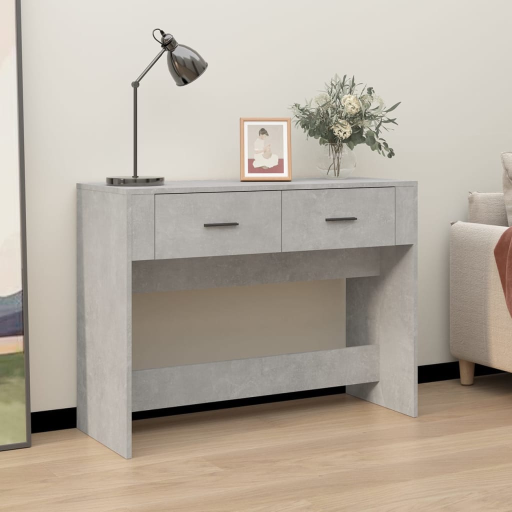 Console table, concrete grey, 100x39x75 cm, processed wood