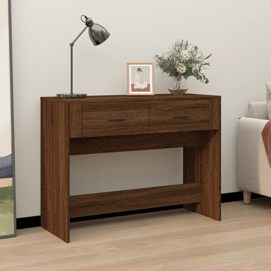 Console table, brown oak, 100x39x75 cm, processed wood