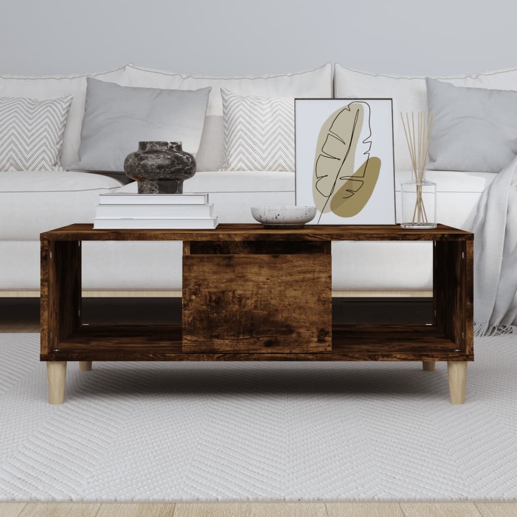 Coffee table, smoked oak, 90x50x36.5 cm, processed wood