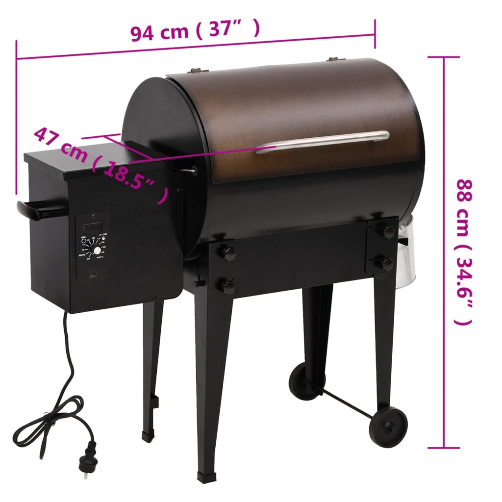 Pellet grill, black, 94 cm, iron