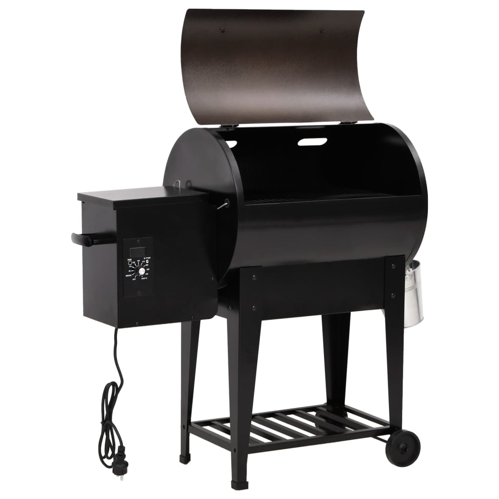 Pellet grill with lower shelf, black, 94 cm, iron