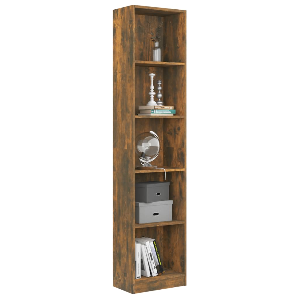 5-tier bookcase, smoky oak, 40x24x175 cm, composite wood