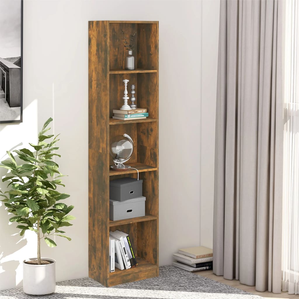 5-tier bookcase, smoky oak, 40x24x175 cm, composite wood