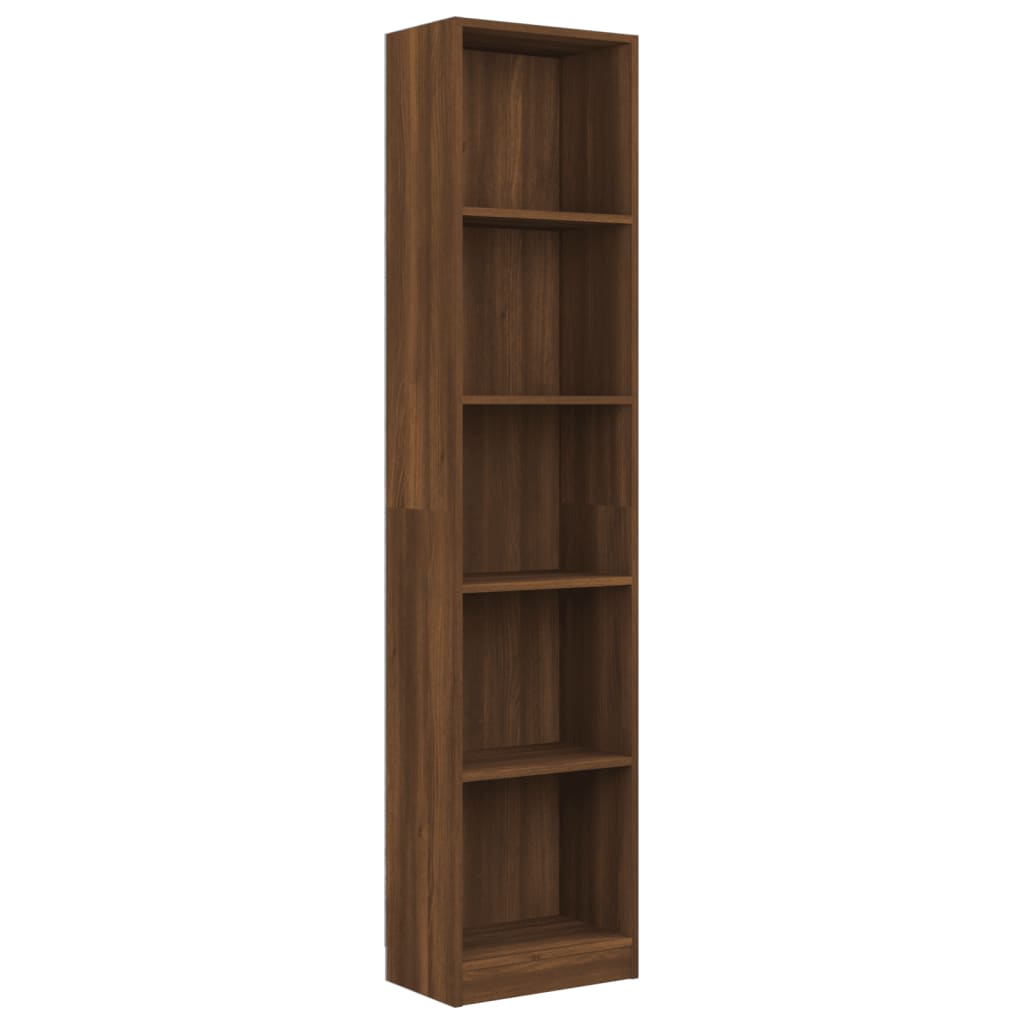 5-tier bookcase, brown oak, 40x24x175 cm, composite wood