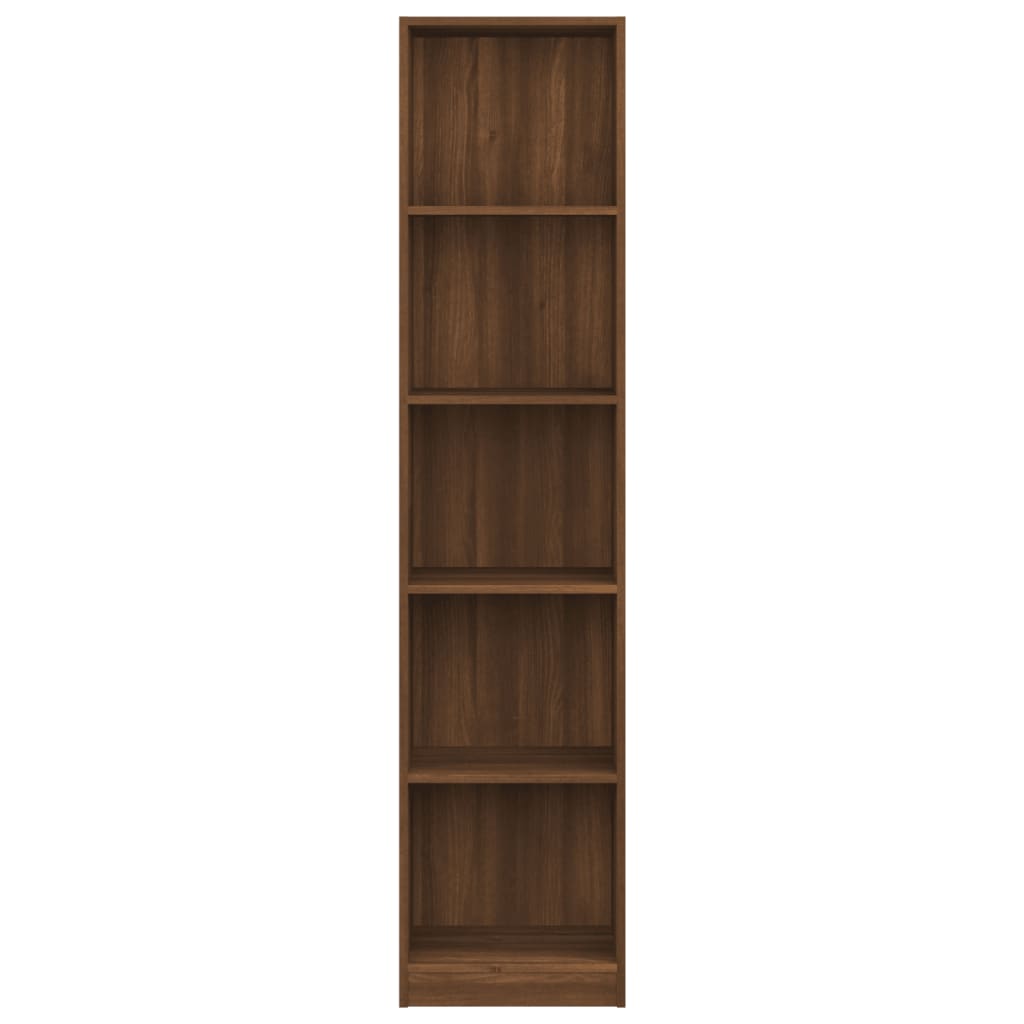 5-tier bookcase, brown oak, 40x24x175 cm, composite wood