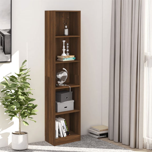 5-tier bookcase, brown oak, 40x24x175 cm, composite wood