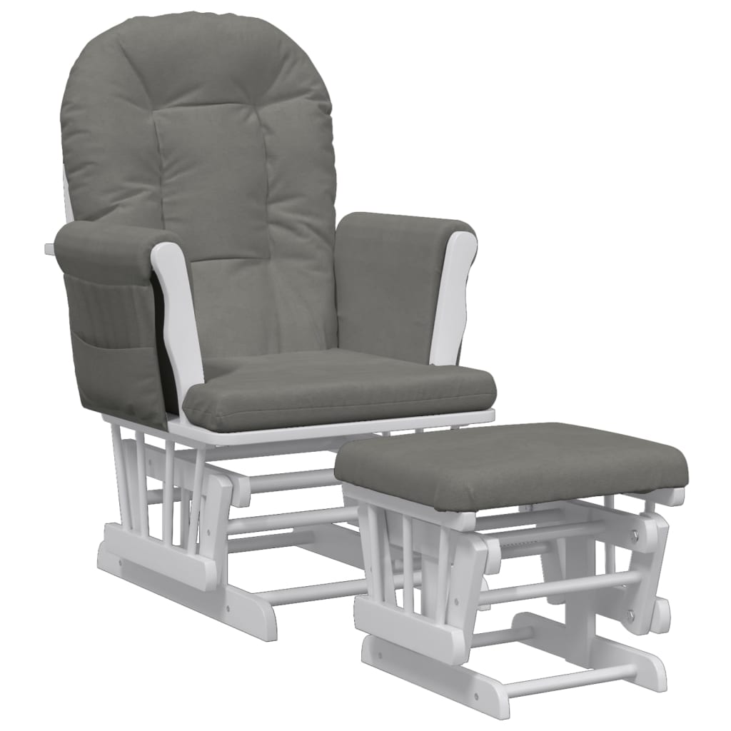 Sliding lounge chair with stool, dark grey, textile