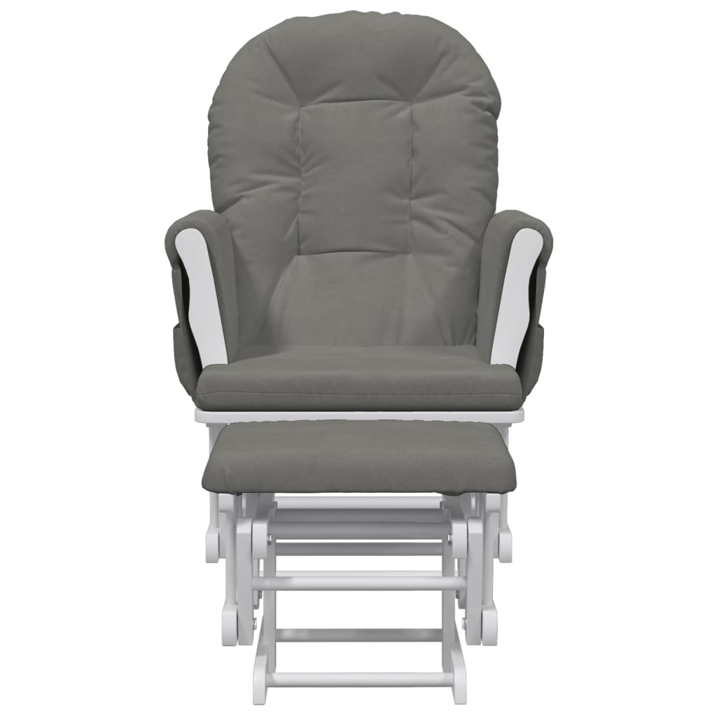 Sliding lounge chair with stool, dark grey, textile