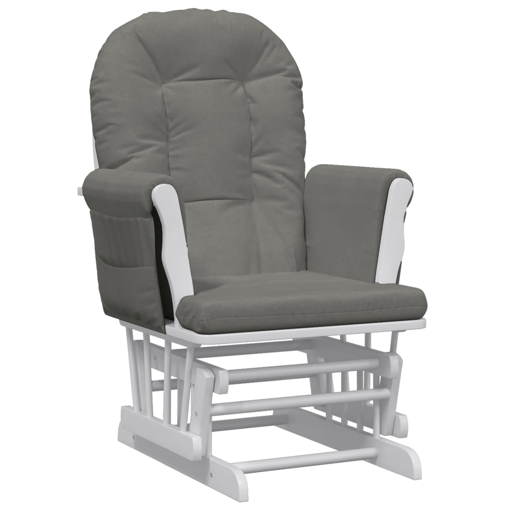 Sliding lounge chair with stool, dark grey, textile