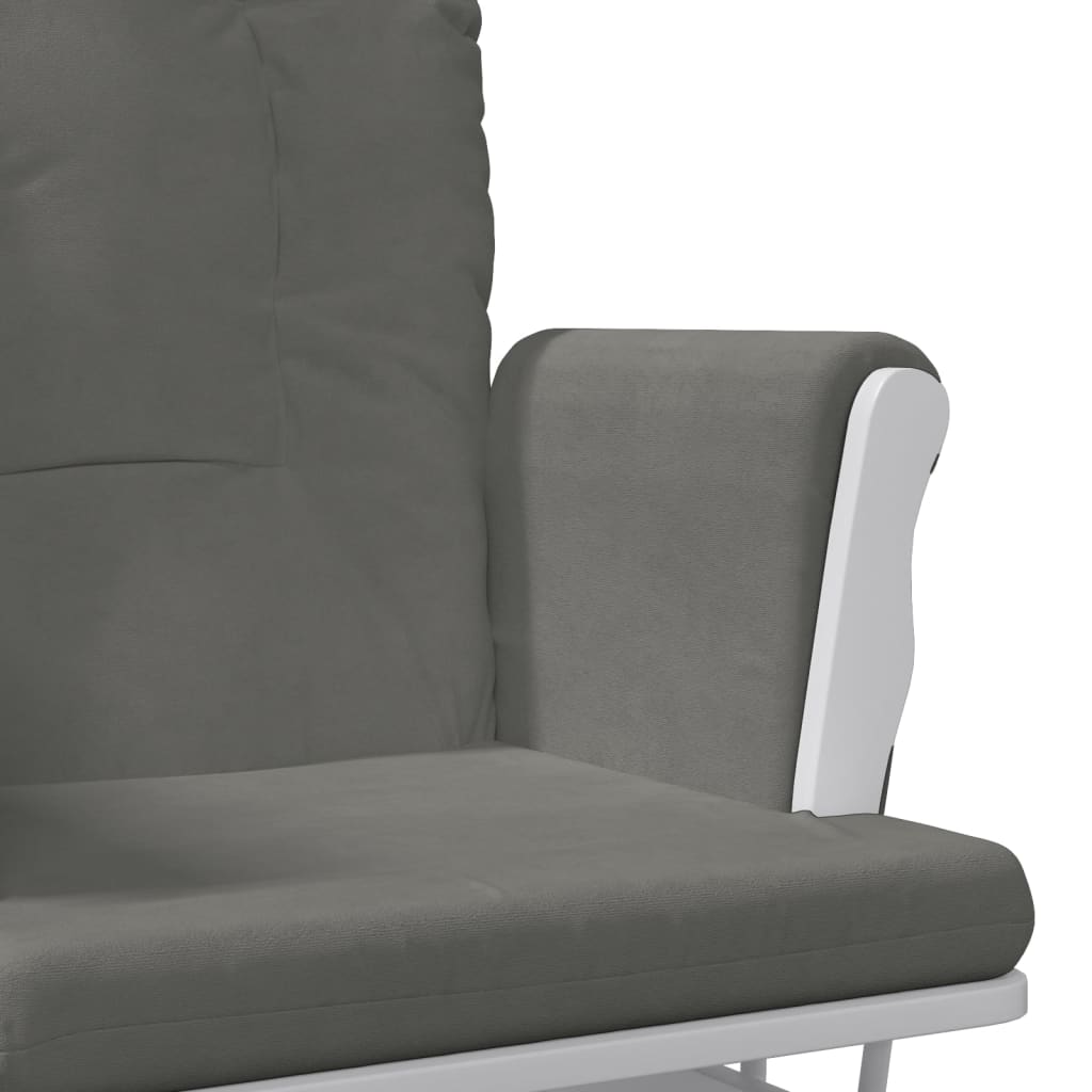 Sliding lounge chair with stool, dark grey, textile