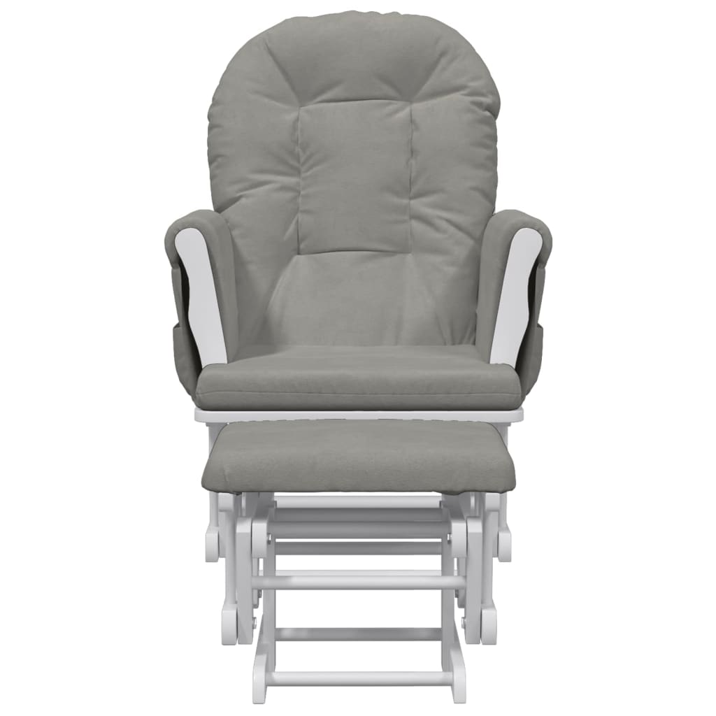 Sliding chair with stool, light gray, fabric