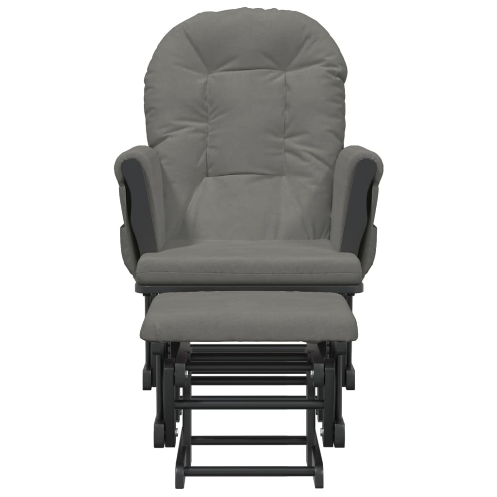 Sliding lounge chair with stool, dark grey, textile