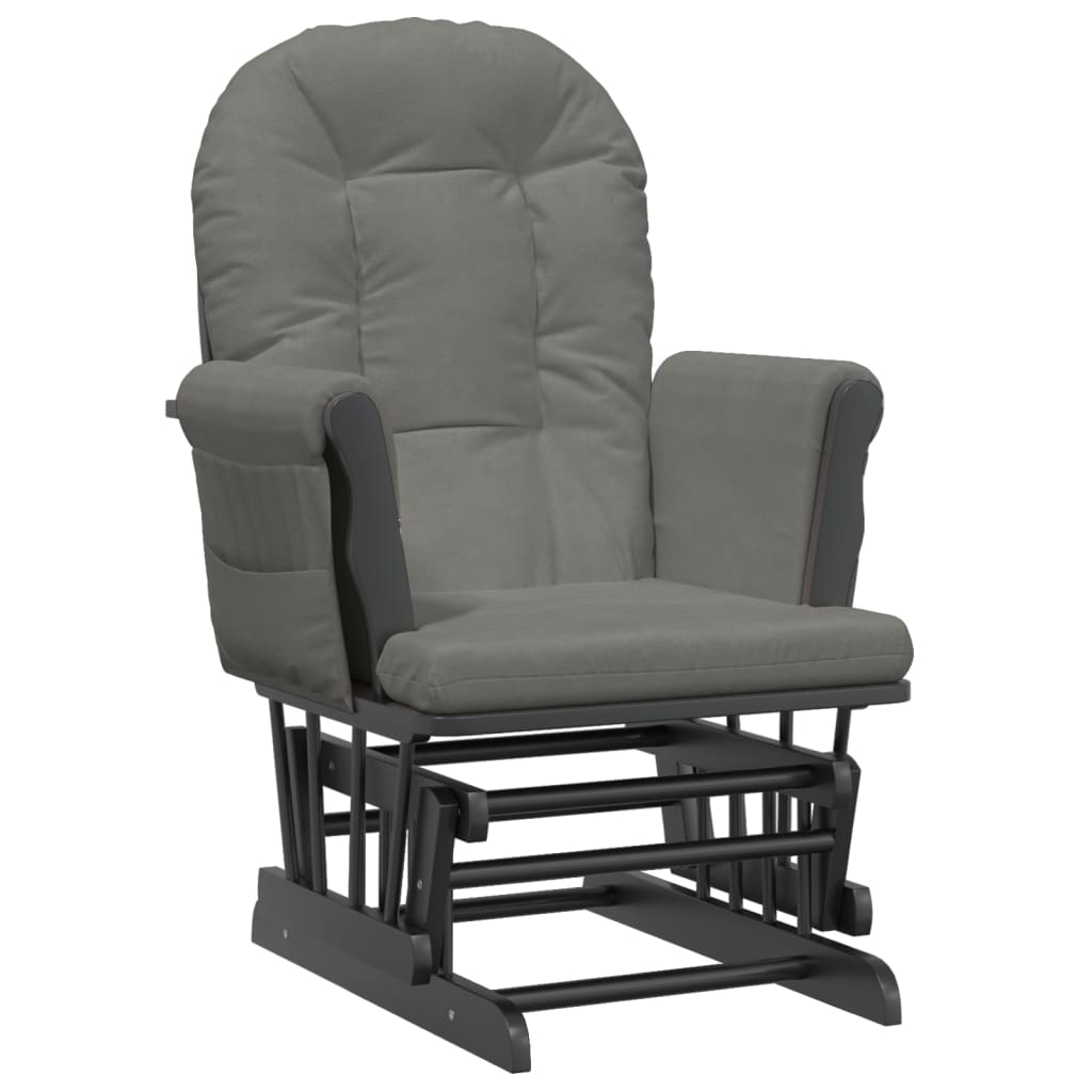 Sliding lounge chair with stool, dark grey, textile