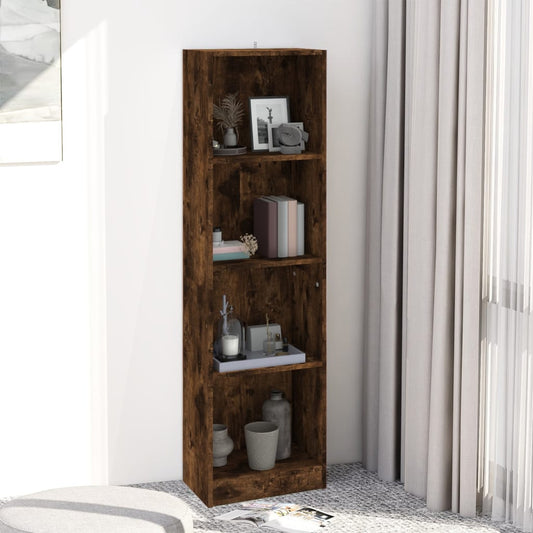 4-tier bookcase, smoky oak, 40x24x143 cm, composite wood