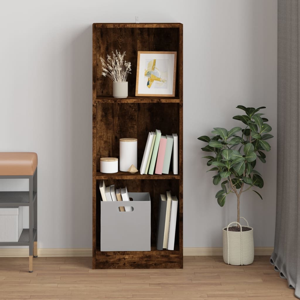 3-tier bookcase, smoky oak, 40x24x109 cm, composite wood