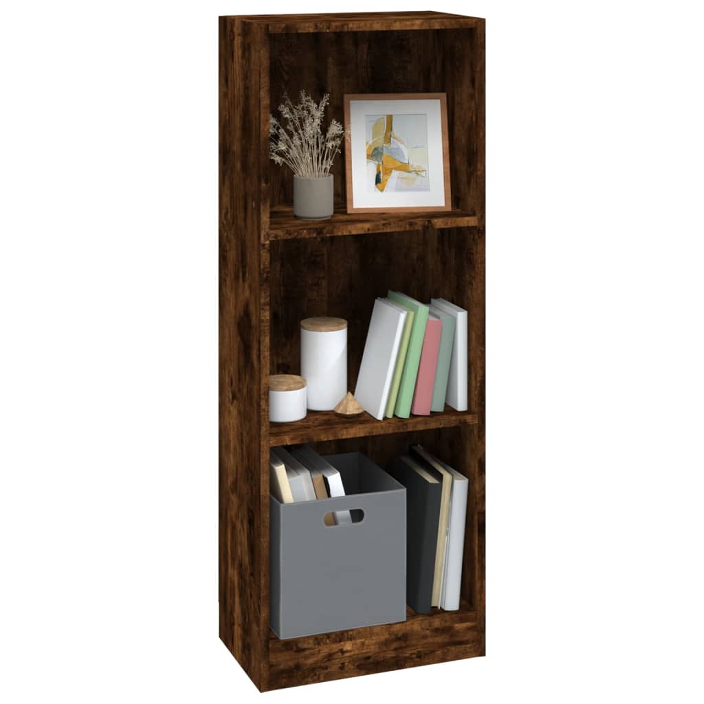 3-tier bookcase, smoky oak, 40x24x109 cm, composite wood