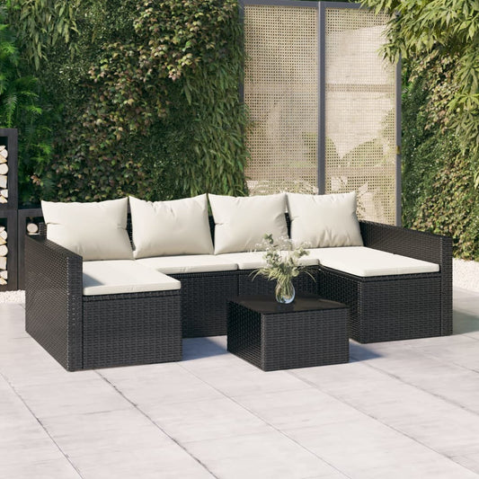 Garden sun lounger set, 2 pieces, with cushions, black, polyrattan