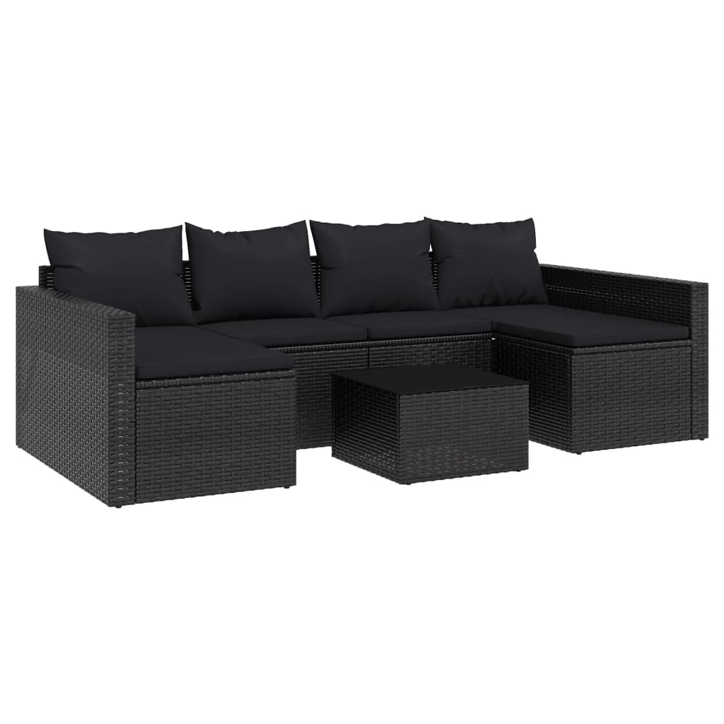 Garden sun lounger set, 2 pieces, with cushions, black, polyrattan