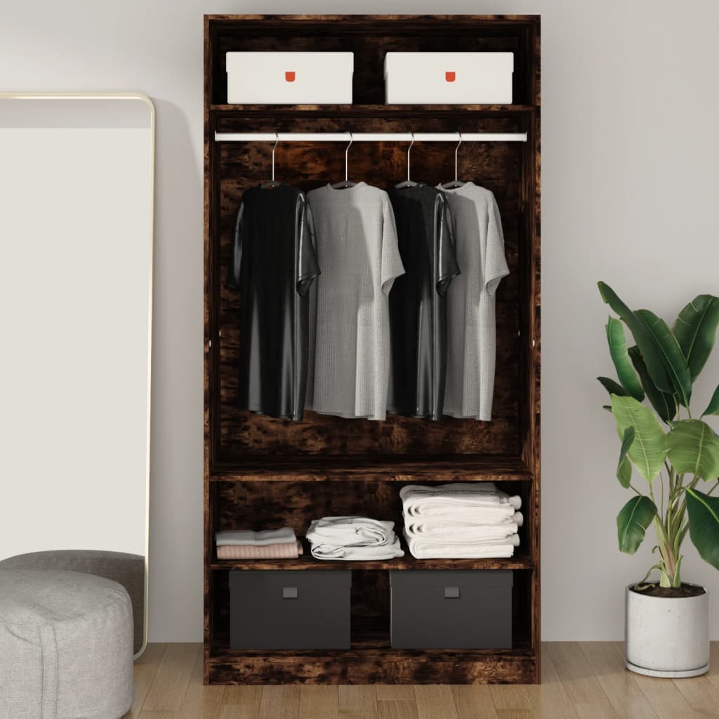 Wardrobe, smoked oak, 100x50x200 cm, processed wood