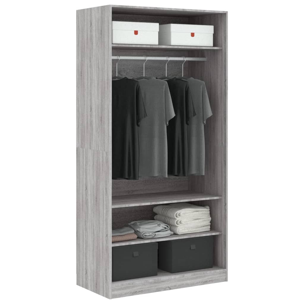 Wardrobe, sonoma grey, 100x50x200 cm, engineered wood