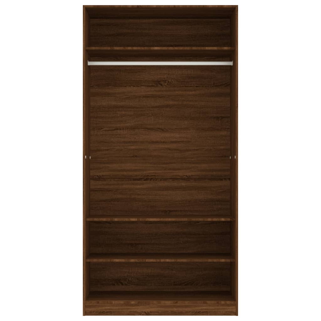 Wardrobe, brown oak, 100x50x200 cm, processed wood