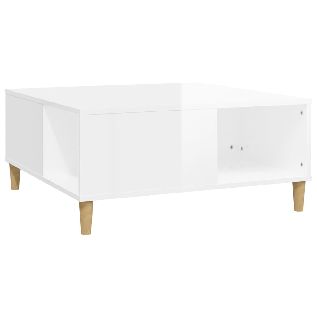 Coffee table, high-gloss white, 80x80x36.5 cm, processed wood