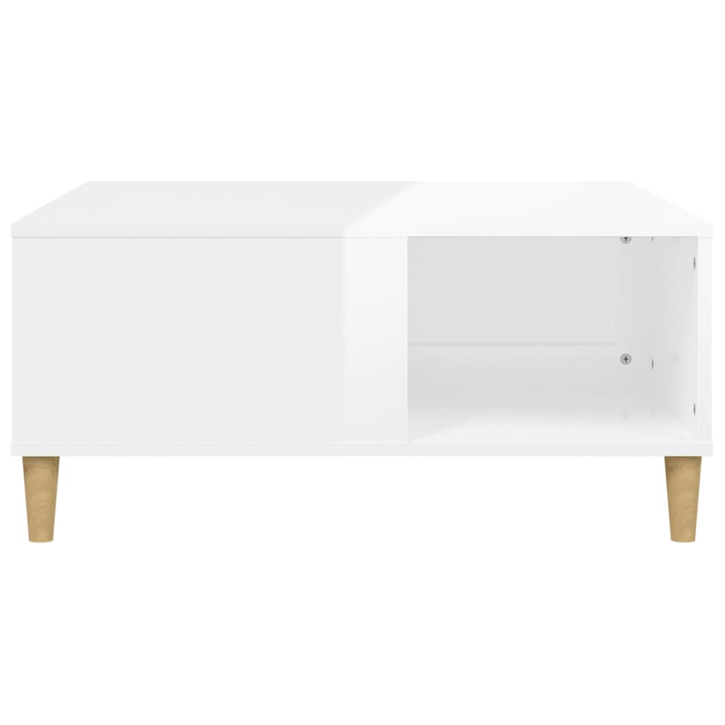 Coffee table, high-gloss white, 80x80x36.5 cm, processed wood