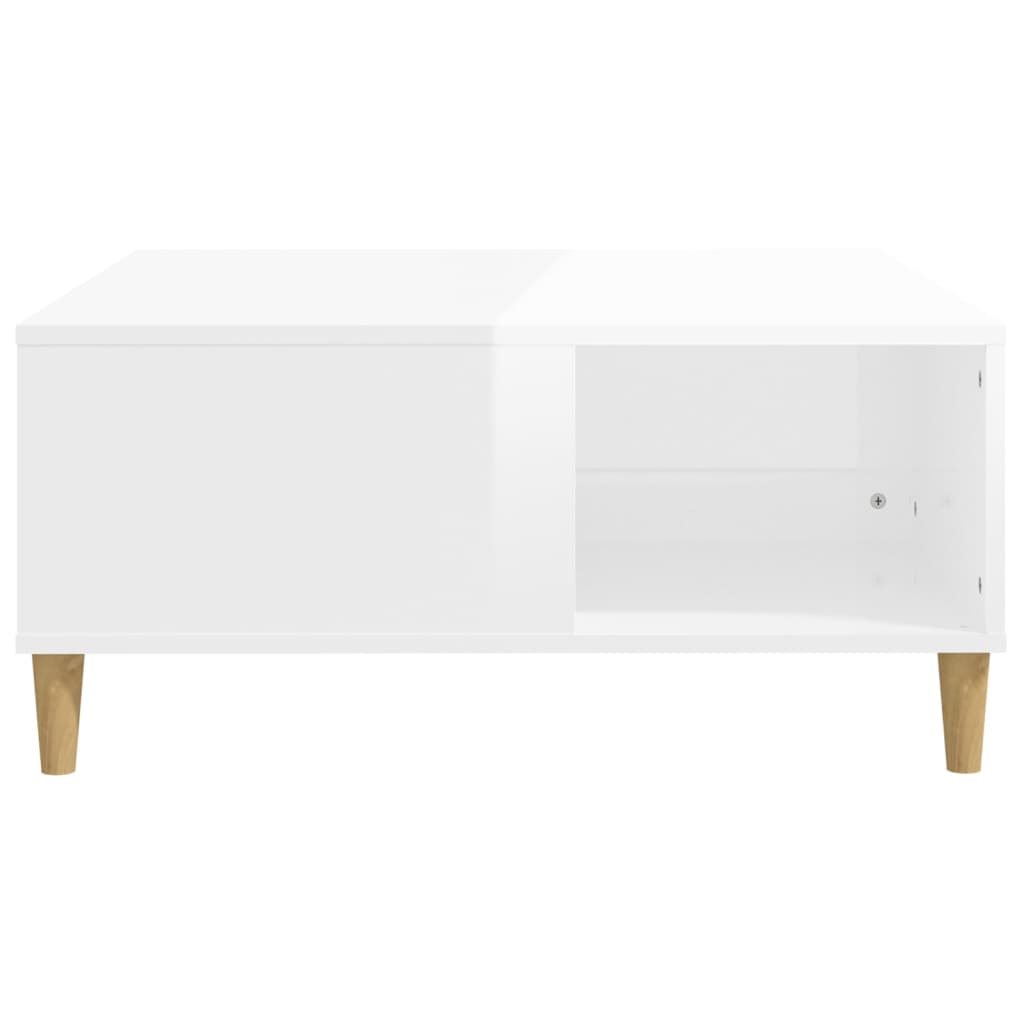 Coffee table, high-gloss white, 80x80x36.5 cm, processed wood