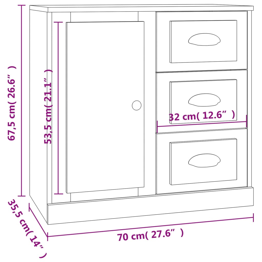 Servantă, gri beton, 70x35,5x67,5 cm, lemn prelucrat