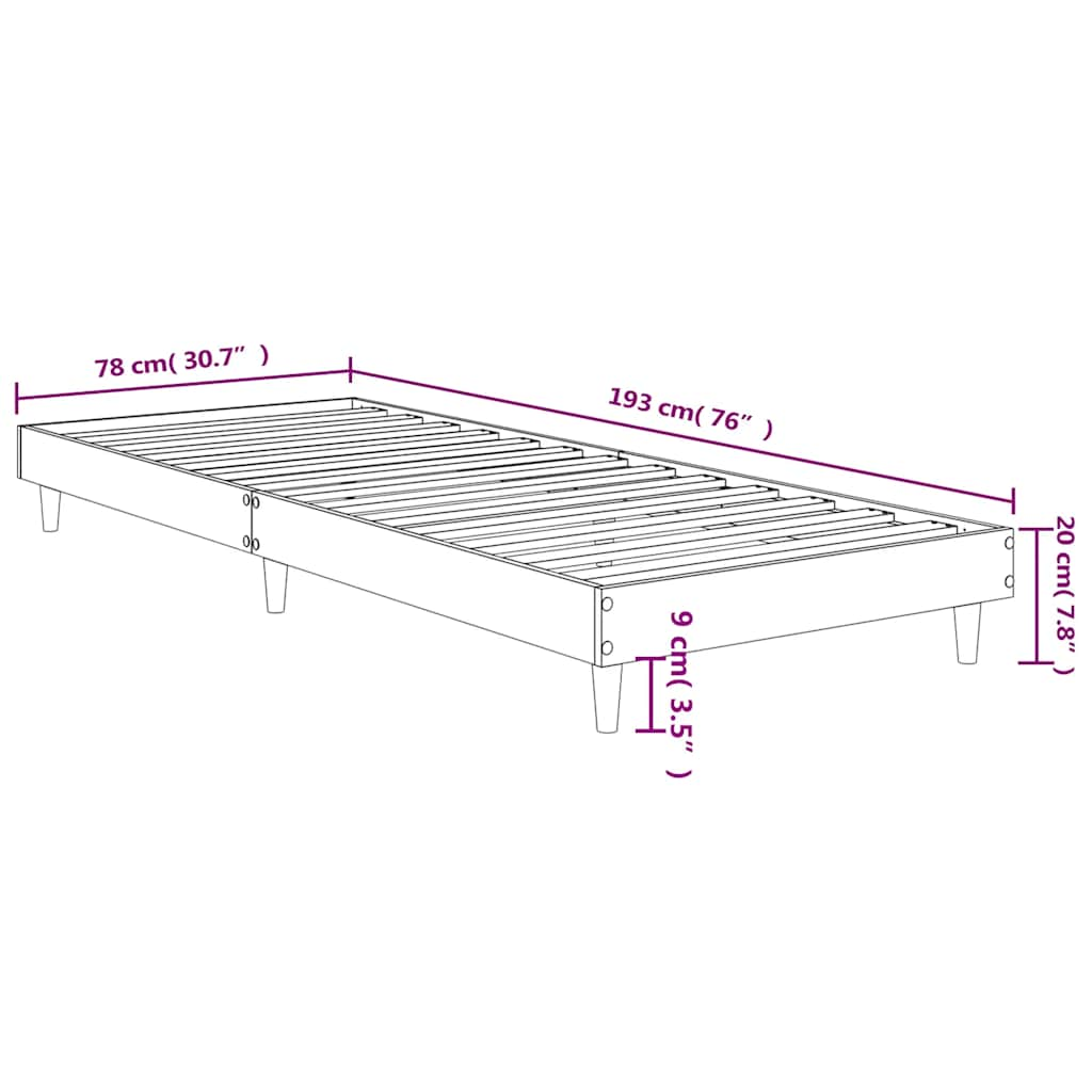 Cadru pat fără saltea, stejar sonoma 75x190 cm lemn prelucrat