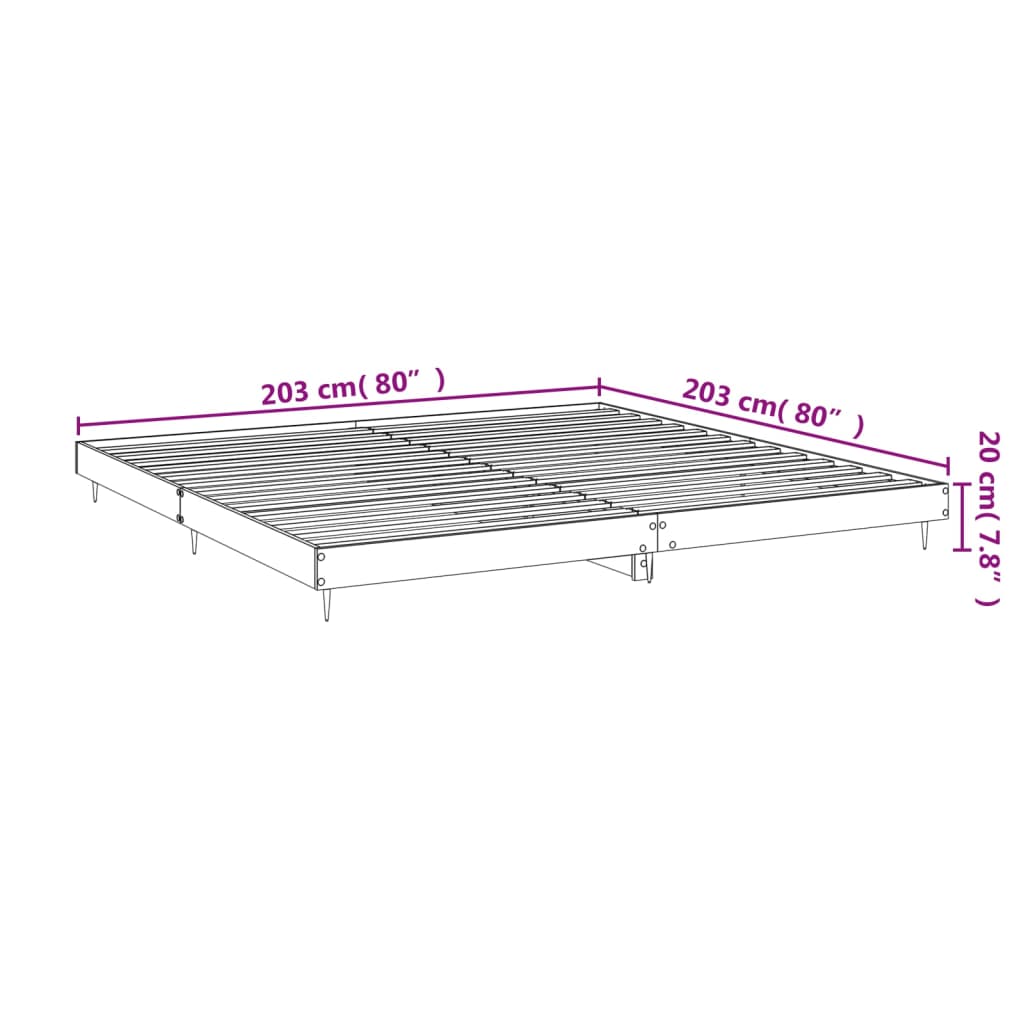 Cadru de pat, gri sonoma, 200x200 cm, lemn prelucrat