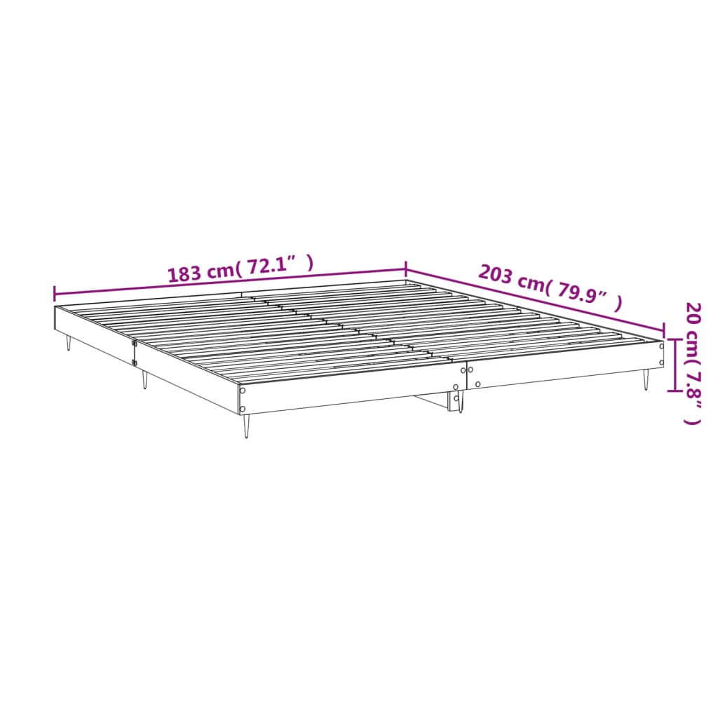 Cadru pat fără saltea stejar fumuriu 180x200cm lemn prelucrat