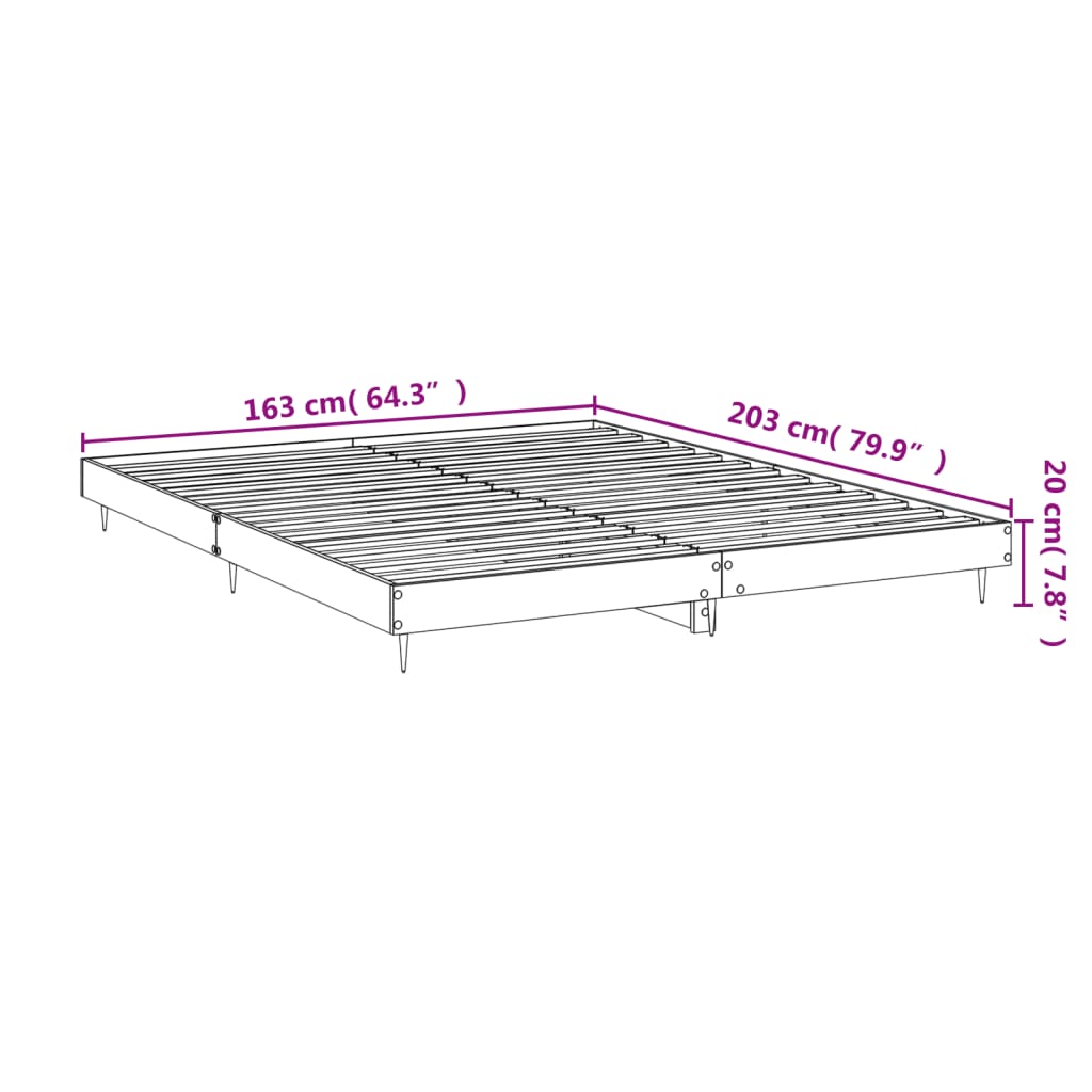 Cadru de pat, gri beton, 160x200 cm, lemn prelucrat