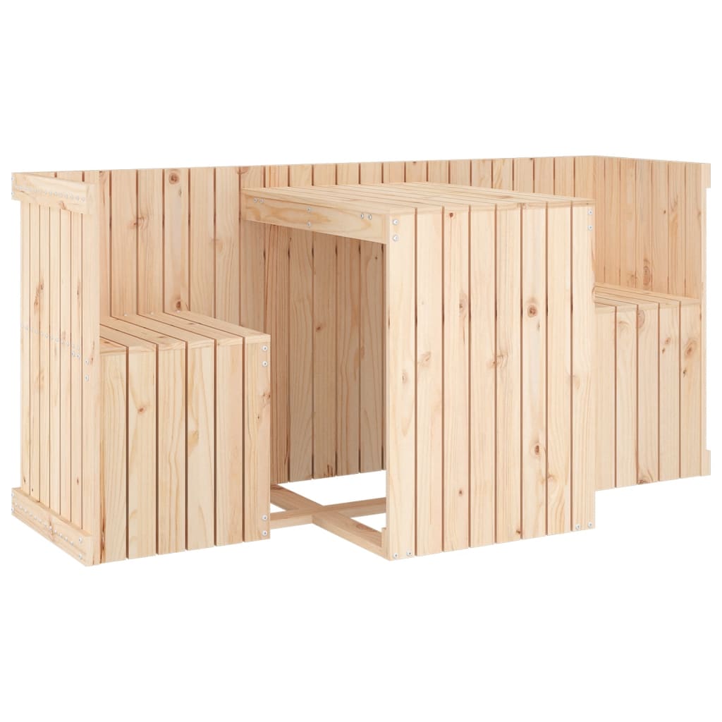 Balcony set with 2 seats, solid pine wood