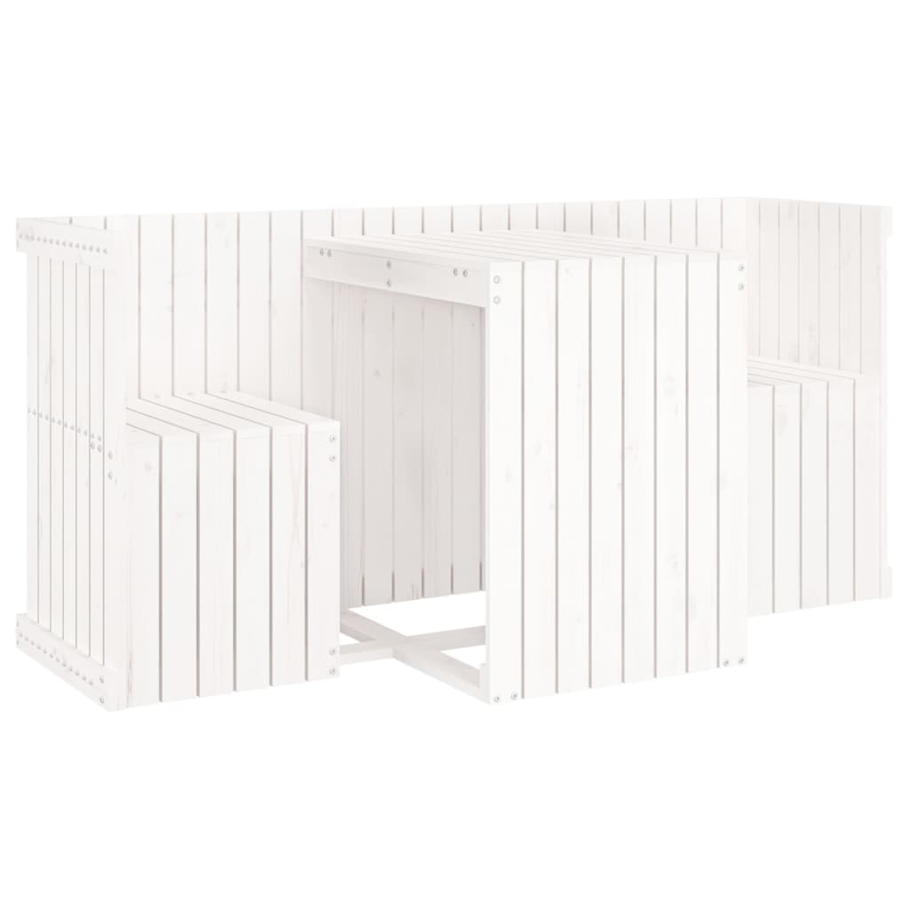 2-seater balcony set, white, solid pine wood