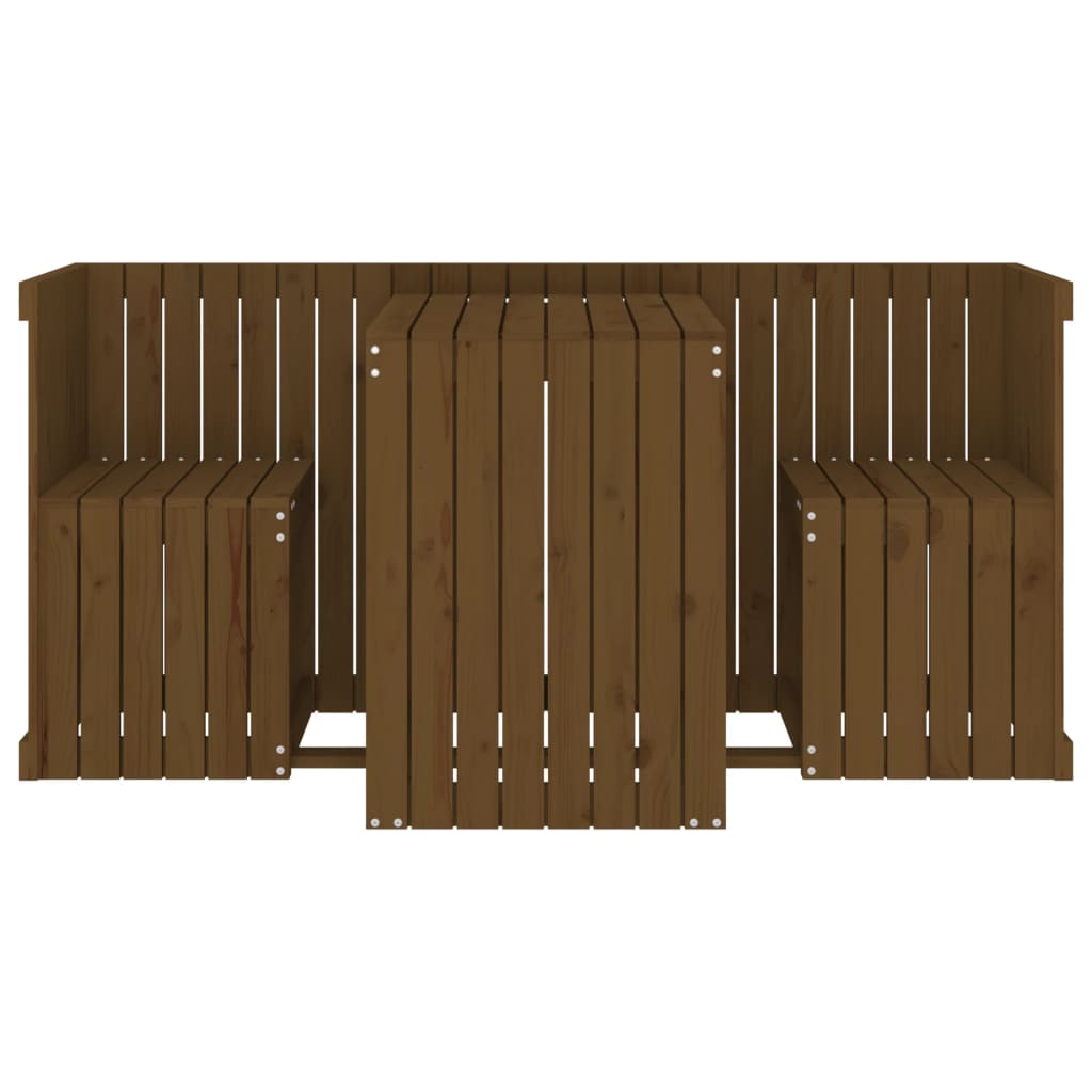 2-seater balcony set, honey brown, solid pine wood