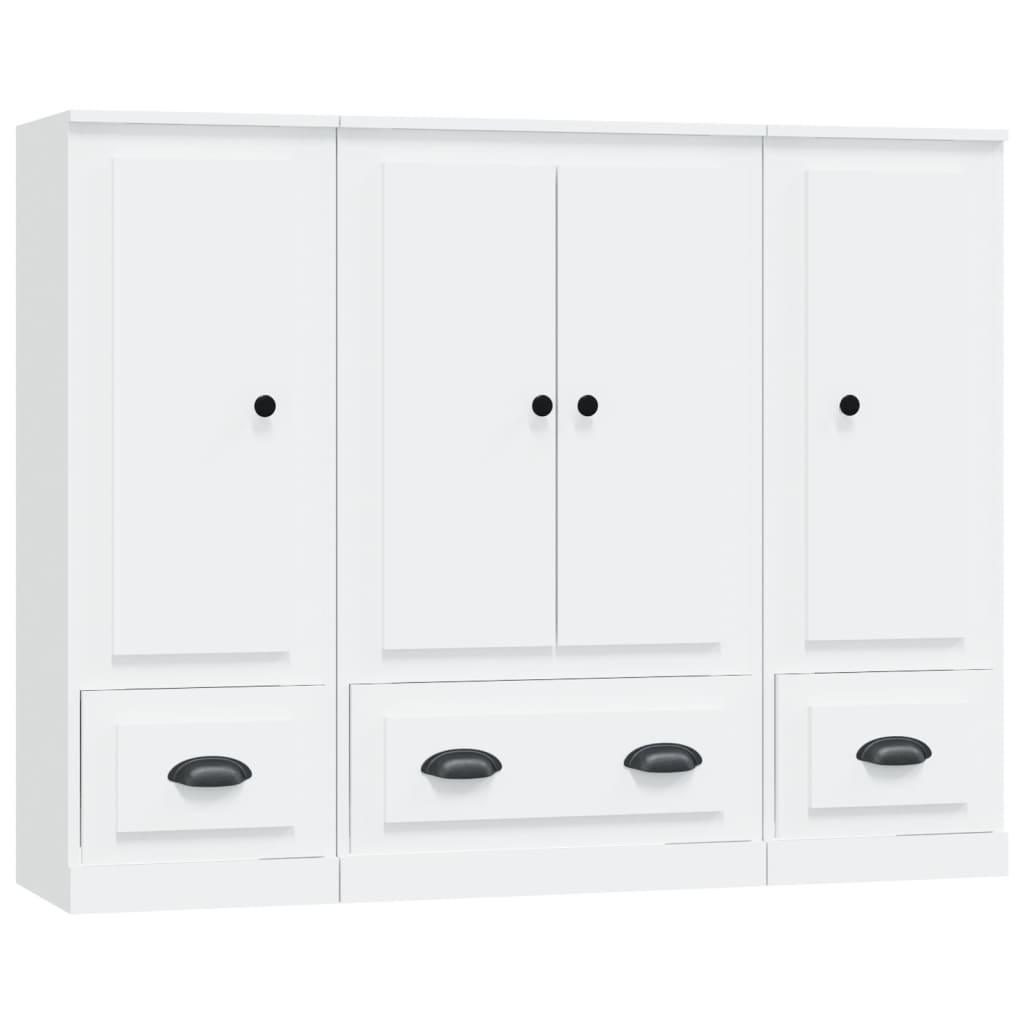 Tall cabinets, 3 pieces, white, engineered wood