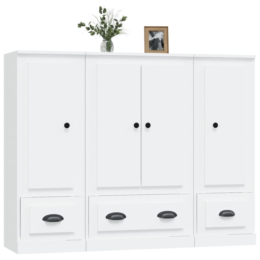 Tall cabinets, 3 pieces, white, engineered wood