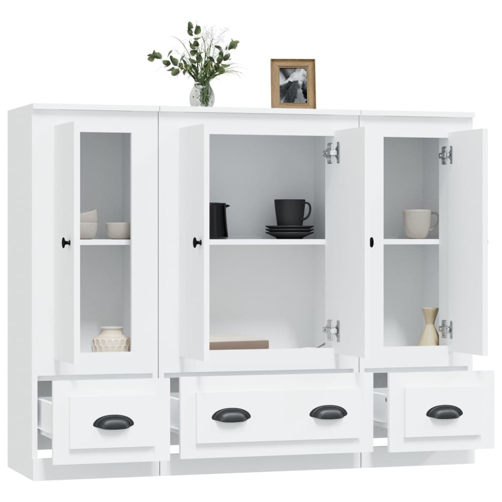 Tall cabinets, 3 pieces, white, engineered wood