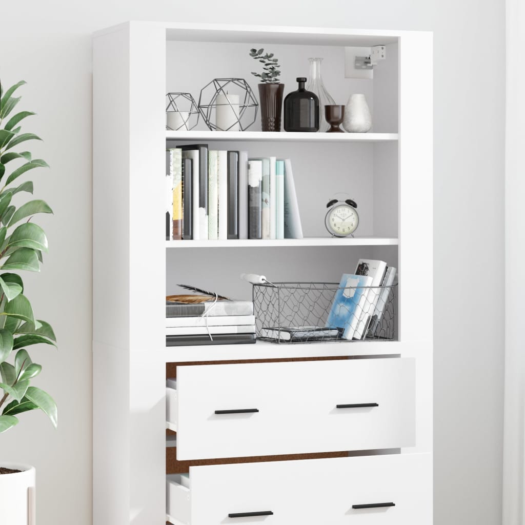 Tall cabinet, white, processed wood