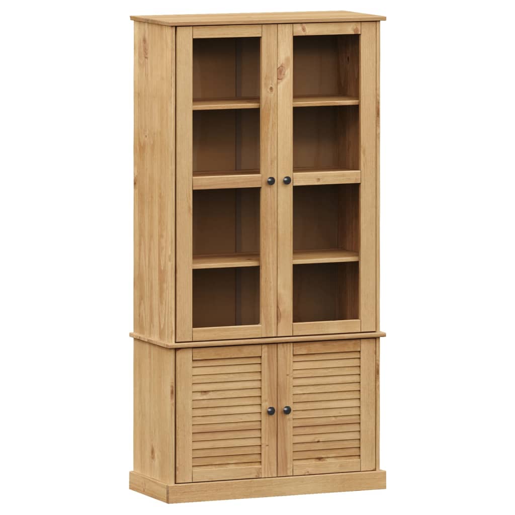 Glass display case VIGO, 85x35x170 cm, solid pine wood