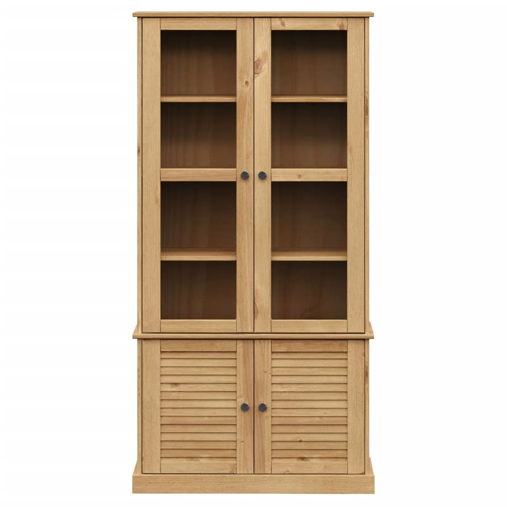 Glass display case VIGO, 85x35x170 cm, solid pine wood