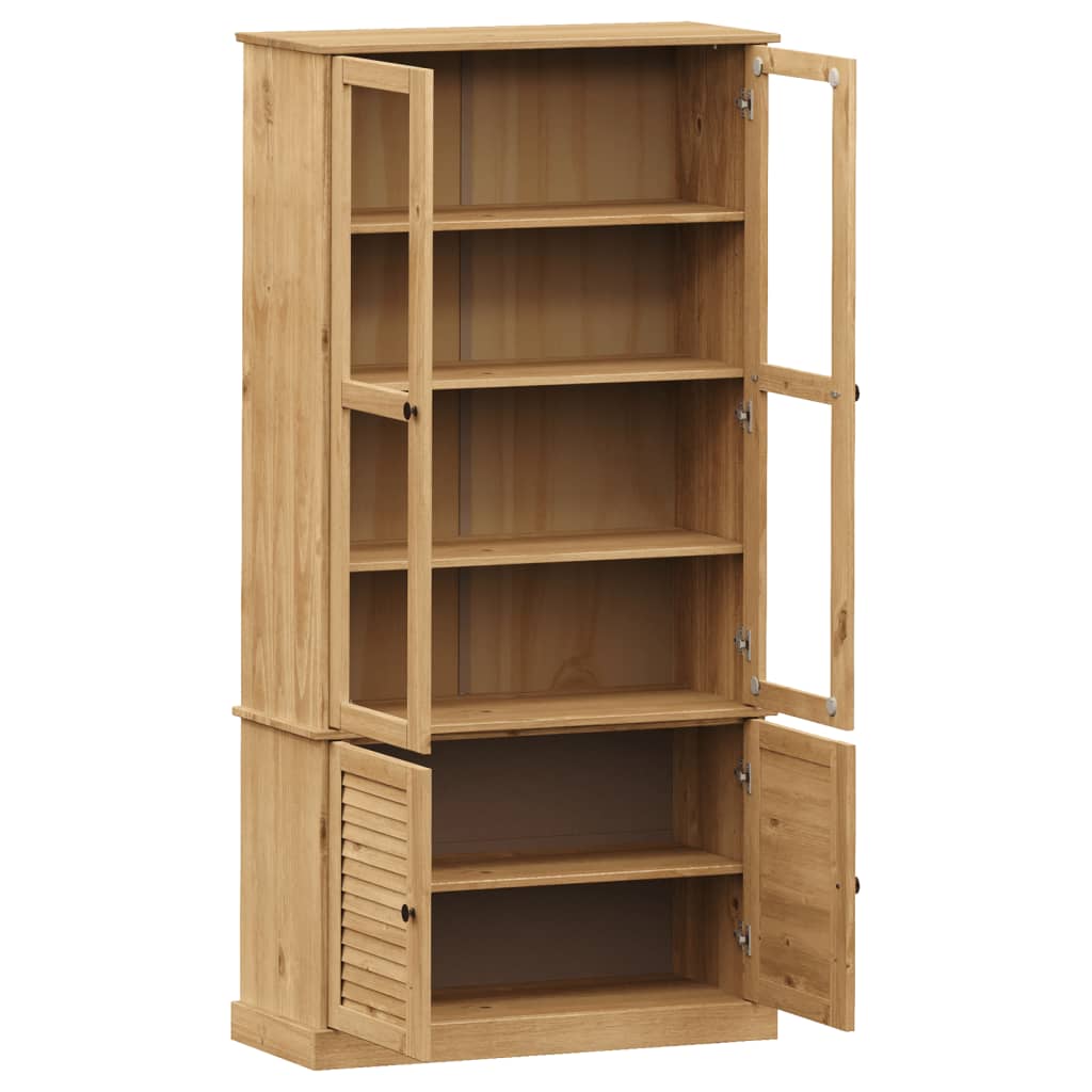 Glass display case VIGO, 85x35x170 cm, solid pine wood