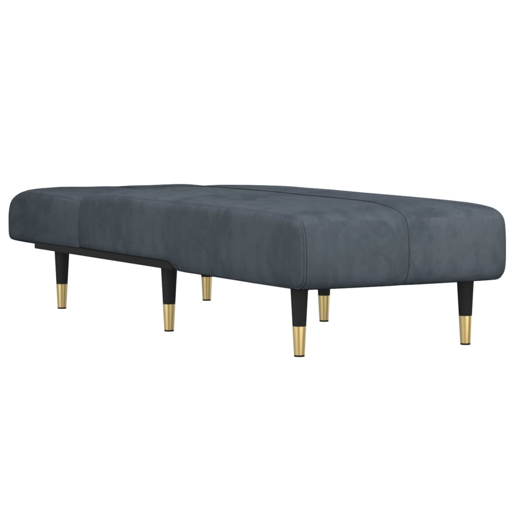 Chaise longue, dark grey, velvet