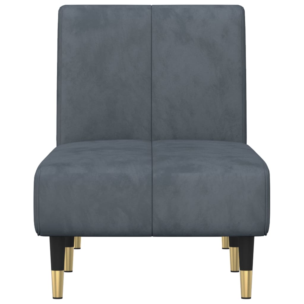 Chaise longue, dark grey, velvet