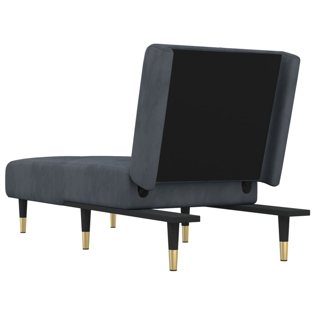 Chaise longue, dark grey, velvet