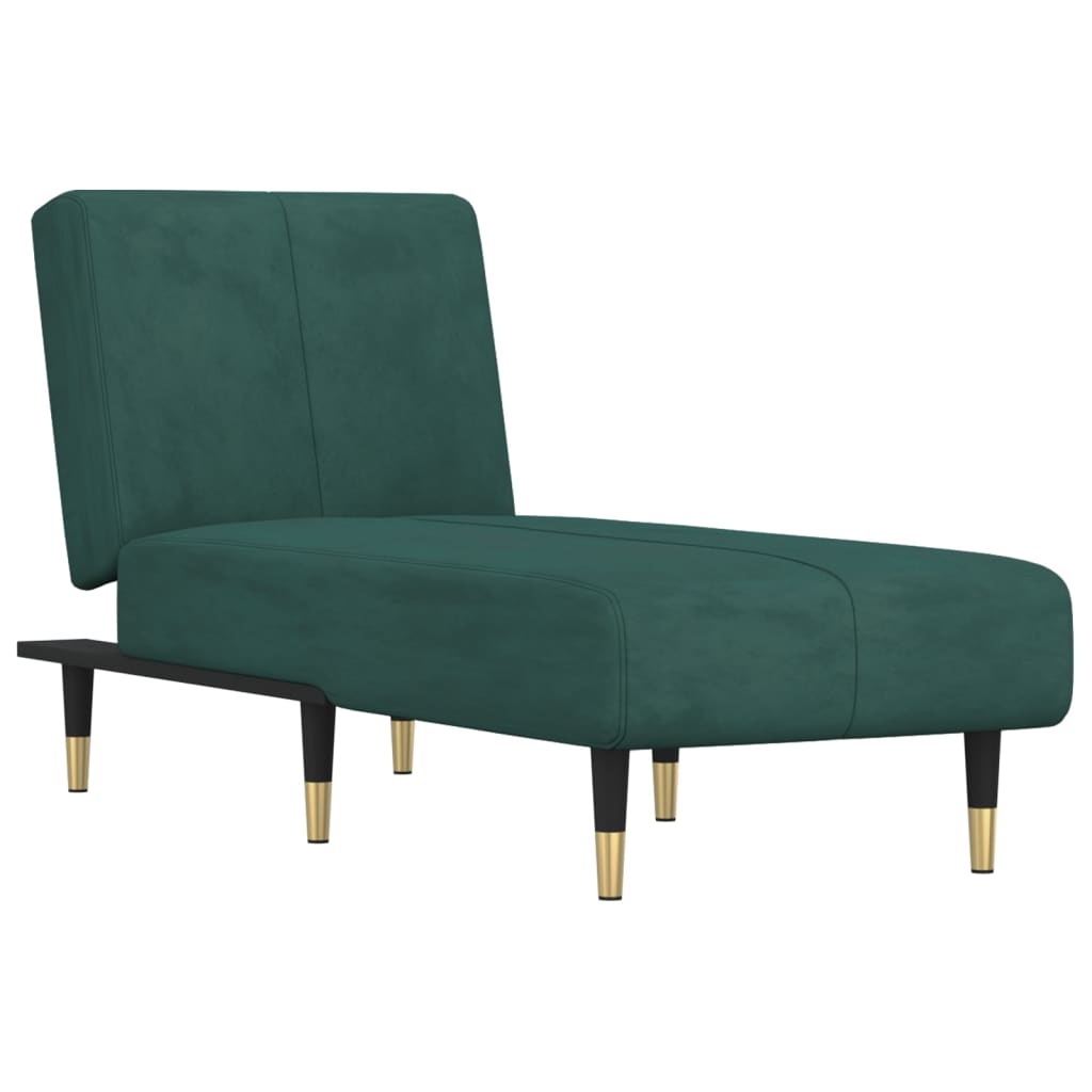 Chaise longue, dark green, velvet