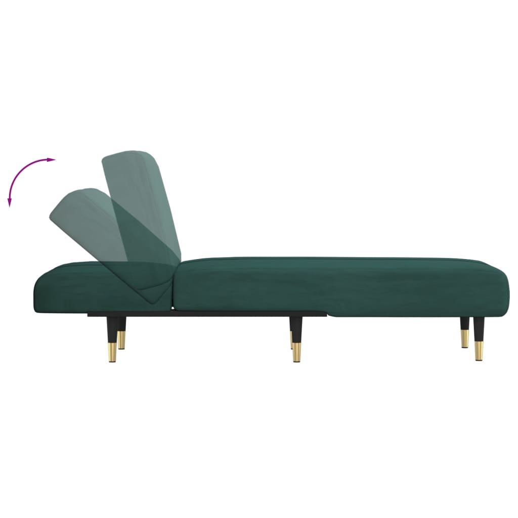 Chaise longue, dark green, velvet