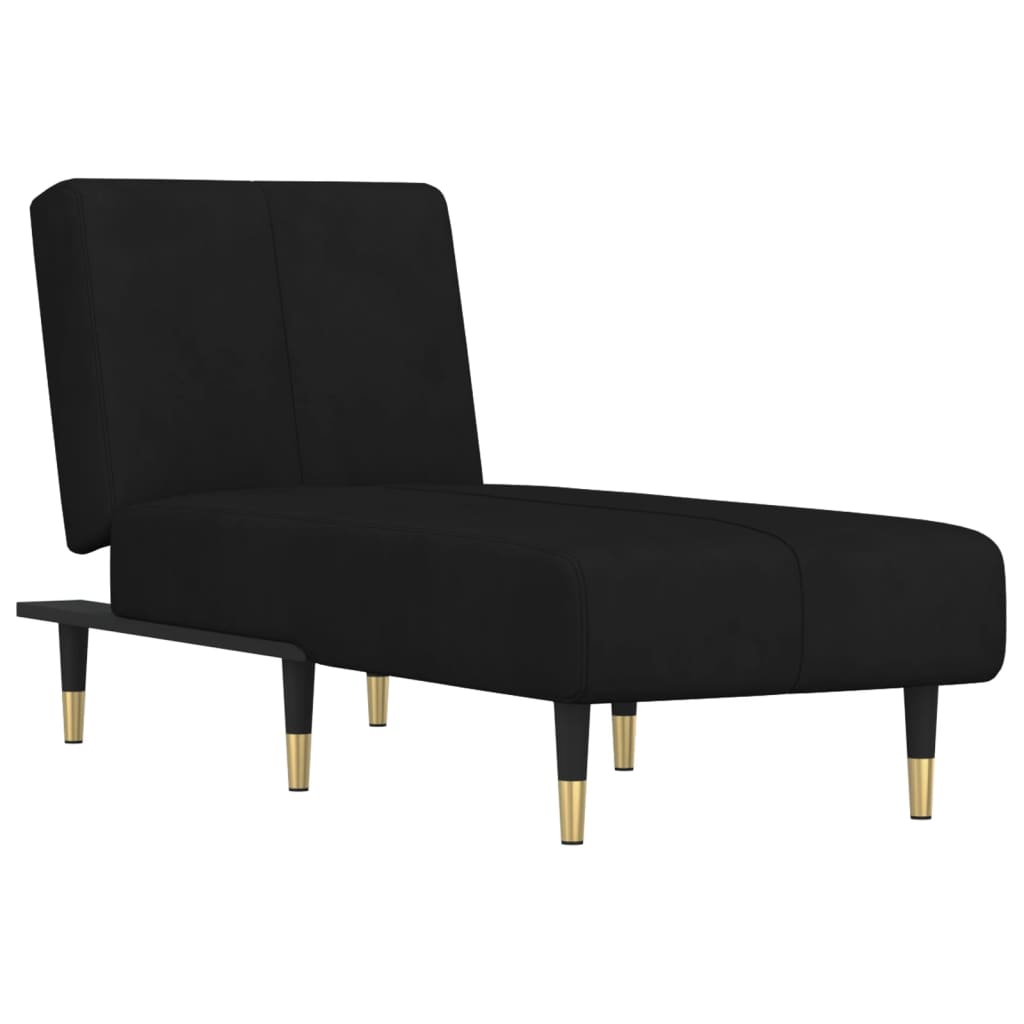 Chaise longue, black, velvet