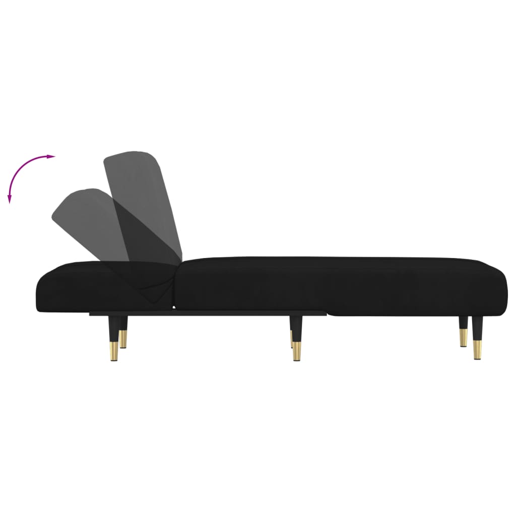 Chaise longue, black, velvet